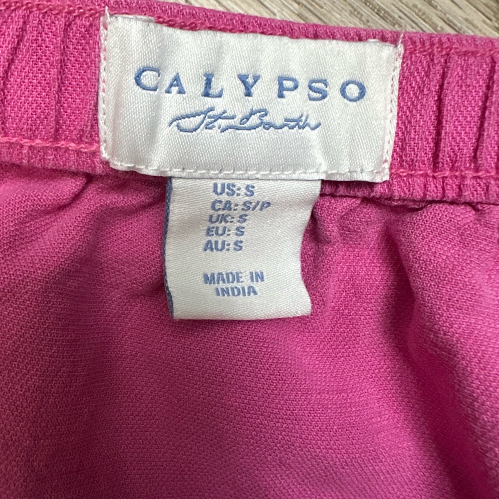 Calypso St. Barth Linen Blend Maci Skirt Ruffle Pink Small - Picture 5 of 7
